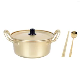 Double Boilers With Cover Korean Ramen Pot Flat Skillet Potato Yellow Aluminium Outdoor Cookware