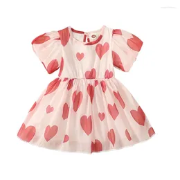 Girl Dresses Toddler Baby Valentine S Day Dress Short Puff Sleeve Heart Print A-Line Princess