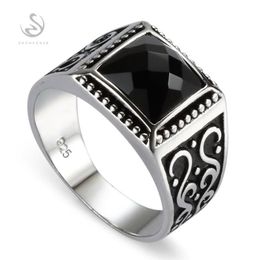 Eulonvan Engagement Wedding 925 Sterling Silver Male Finger Rings For Men Black Cubic Zirconia Drop S-3809 Size 6 - 13 Cluster249f