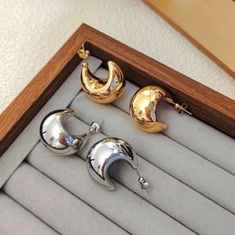 Stud Vintage Gold Color Stainless Steel Smooth Earrings for Women Glossy Shiny Water Drop Earring Exaggerated Jewelry Party Gift 231219