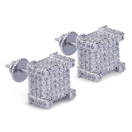 Women Luxury Designer Square Diamond Stud Earrings Mens Gold Earring Bling Iced Out Earrings Hip Hop Jewelry Fashion Accessories 2244W