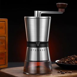 Manual Coffee Grinders 8 Adjustable Manual Coffee Grinder Hand Coffee Mill with Ceramic Burrs Settings Portable Hand Ceramic Crank Tools for Home 231219
