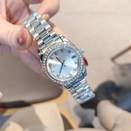 Luxury women watches Top brand Designer diamond lady watch 33mm dress All Stainless Steel band quartz Wristwatches for ladies wome252c