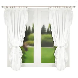Curtain 2PCS English Style Bedroom White Rod Simple Pleated Lace Pastoral