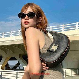 Fashion handbag Celins's womens bag book brand Tote purse 2023 New Triumphal Old Flower Underarm Bag Fashionable and Advanced French MoonWith original Logo