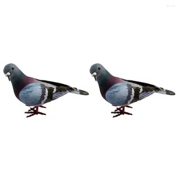Garden Decorations 2 Pcs Doves Figures Decor Simulation Bird Adornment Household Miniatures Small Figurine Collection Statues