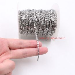 Factory direct Lot 10meter in bulk Jewelry Finding Chain silver Stainless Steel Flat Oval Rolo Cross Chain FIT pendant DIY Ma241l