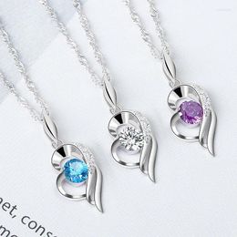 Pendant Necklaces 925 Sterling Silver Necklace Korean Women's Versatile Water Wave Chain Jewellery