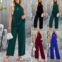 Gym Clothing Solid Colour Set Women's 2023 Summer Work Outfits For Women Office Suit Party Out Outfit Snow Overalls