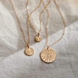 Sunbeam Necklace Sunshine Jewellery Handmade 14K Gold Filled Coins Choker Pendants Collier Kolye Boho For Women Chains318A