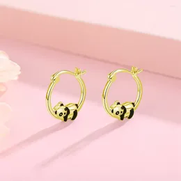 Stud Earrings Cute Gold Colour Panda Hoop Earring Fashion Exquisite Temperament Animal Enamel Jewellery For Woman Party