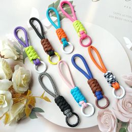 Bag Parts Accessories 12cm Colourful Braided Rope Strap Lanyard Keychain For Phone Case Women Anti Lost Car Key Chains Hanging Keyring 231219