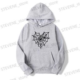 Men's Hoodies Sweatshirts Hoodies Men Women Spider Web Pattern Print Spring Autumn Fashion Casual Pocket Lover Couple Streetwear Unisex Sweatshirts S-4XL T231220