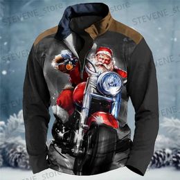 Men's Hoodies Sweatshirts Autumn Zip Pullover For Men 3d Motorcycle Santa Claus Print Christmas Men Hoodie Fashion Casual Long Sleeve Oversized Sweatshirt T231220