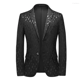 Men's Suits Classic Black Jacquard Suit Business Casual Coat Size 6XL-S Fashion Men Wedding Party Tuxedo Dress Blazers Slim Fit Tops