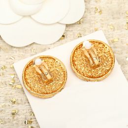 2024 Luxury quality charm round shape in 18k gold plated have stamp box clip earring PS3603A