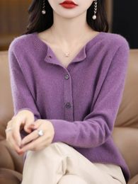 Womens Sweaters Long Sleeve Cashmere Women Knitted 100% Pure Merino Wool Spring Autume ONeck Top Cardigan Clothing Knitwear 231219