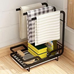 Kitchen Storage Carbon Steel Drain Countertop Wall Artefact Dishcloth Cleaning Brush Rack Household Appliances Shelf