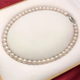 Chains Natural Freshwater Pearl Necklace 8-9mm White 18INCH FINE JEWELRY