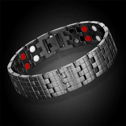 Charm Bracelets Male fashion jewelry stainless steel magnetic bangle bio energy therapy magnet magnetic mens accessories Golden black BraceletL23121