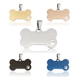 Wholesale Personalised Engraving Hollow Dog Claw Bone Shaped Pendant Pet Listing Name Tags Puppy Cat Dog Collars