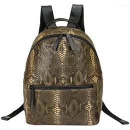 School Bags 2024 Fashion Genuine Leather Women Backpacks Serpentine Female Ladies Girl Student Vintage Backpack