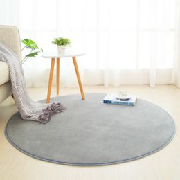 Coral Fleece Round Carpet For Living Bedroom Rugs Coffee Table Foot Mats Balcony Bay Window Kids Play Crawling Mat Grey 231220