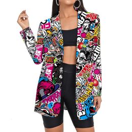 Personalizado hip hop longo mulher ternos jaqueta atacado oversized streetwear graffiti blazers terno feminino roupas de escritório senhora 231220