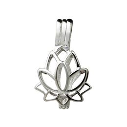 Lotus Flower Blossom Pendant Small Lockets 925 Sterling Silver Gift Love Wishing Pearl Cage 5 Pieces2721