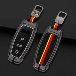 Car Key Metal Car Remote Key Case Cover Shell Fob For Audi A6 A7 A8 E-tron Q5 Q8 C8 D5 Protector Holder Zinc Alloy Keyless Accessories