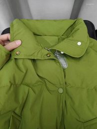 Women's Trench Coats Korean Casual Style Zipper Down Parkas Stand Collar Thicken Warm Coat Winter Women Oversize Outerwear Green Jacket