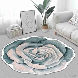 Carpets Carpets 3D Solid Flower Shape Floor Mat BedroomLiving Room Chinese Style Rug Bedside Yoga Floor Mat Study Chair Carpet Home Decora