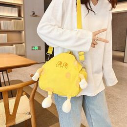 Evening Bags Cute Cheese Canvas Girl Shoulder Bag Creative Student Funny Kawaii Women Crossbody Trend Verstatile Messenger