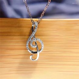 Chains Korean Ins Style Music Symbol Necklace Temperament Fresh Sterling Silver Pendant Clavicle Chain For Girlfriend Holiday Gift