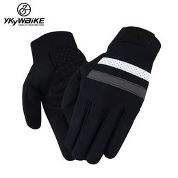 Ykywbike Winter Cycling Gloves Bicycle Gloves Windproof Waterproof Thermal Warm Fleece Gloves Long Distance Cycling Gloves 231220