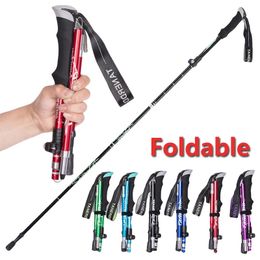 Trekking Stick 5-Section Telescopic Folding Trekking Poles Outdoor Camping Ultralight Portable Foldable Walking Hiking Stick 231219