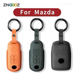 Car Key Leather Alcantara Car Remote Key Case Cover Shell For Mazda 2 3 5 6 BL BM GJ Atenza Axela Demio CX-3 CX3 CX-5 CX5 CX7 CX-9 CX8