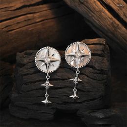 Dangle Earrings 925 Sterling Silver Irregular Cross Stars Long Geometric Natural Shell Drop For Women Original Design Jewellery