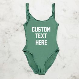 Wear CUSTOM TEXT One Piece Swimsuit S3XL Plus Size Swimwear Women Summer Bathing Suit maillot de bain femme Sexy Bodysuit