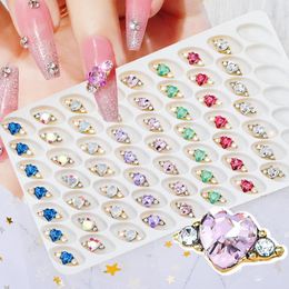 Nail Art Decorations 10Pcs 3D Heart Ring Crystal Charms Sparkle Glass Alloy Rhinestones 5 11mm Press On Nails Luxury Accessories