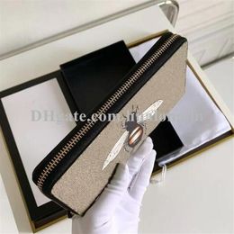 High quality ladies long wallets woman wallet leather original box card holder women purse zipper snake tiger bee wolf204R