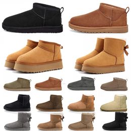 UGGesboot Designer Snow Boots Australia Mini Platform Boot Women Tazz Tasman Slippers Classic Slip-on Suede Slides Winter Warm Booties Fur Sheep Skin Shoes Ankle 41