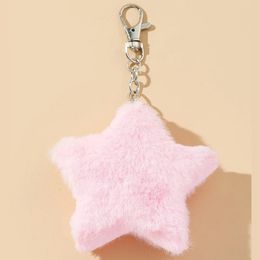 Bag Parts Accessories Star Plush Pendant Diy Mobile Phone Keyring Accessory Pentagram Hairball Charm Key Chain Backpack Hanging Ornament 231219