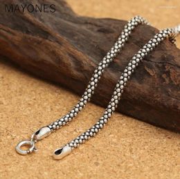 Chains MAYONES 3mm Real 925 Sterling Silver Chokers Necklaces For Men Accessories 45-80cm Long Thai Silve Jewelry