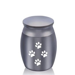 30 x 40mm Pets Dog Cat Paw Cremation Ashes Urn Aluminium alloy Urns Keepsake Casket Columbarium Mini Storage Tank Pets Memorials175g