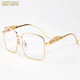 with box 2019 fashion sunglasses gold silver alloy metal leopard frame men women buffalo horn glasses clear lens sun glasses272P