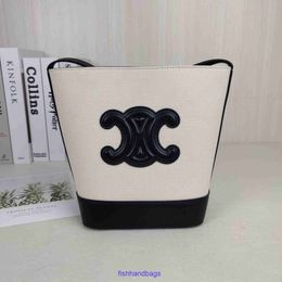 Cellins's Designer Shoulder bags online shop 2023 New Triumphal Arch Mini Bucket Bag Cowhide Large Capacity Leather Versatile Crossbody for With real logo