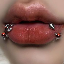 Instagram Transparent Niche Demon Side Horseshoe Ring, Lip Nail, Spicy Girl Puncture Accessory, Titanium Steel Anti Allergy