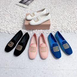 Miui New Brand Embroidered Loafer Velvet Shoes Mm Bow Ballet Flats Ballerina Slip Flats Mules Mm Smoking Slippers Suede Designer Sandal Shoes Luxury High Q