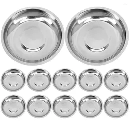 Plates 12 Pcs Stainless Steel Plate Cooking Bowls For Kitchen Prep Small Metal Mixing Sauce